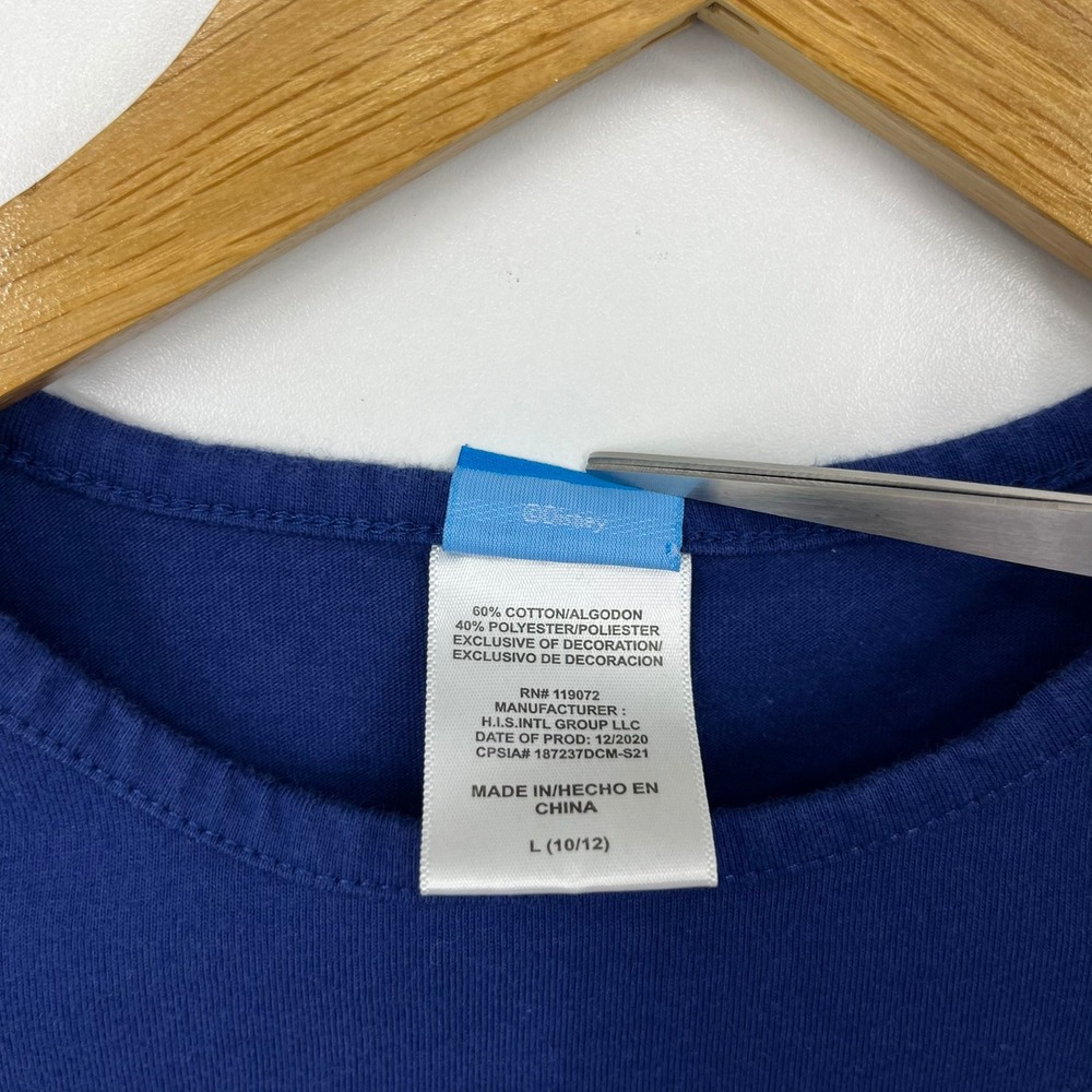 Disney Girls Blue Dress Silver Holographic Logo Pink‎ Braided Belt Size 10/12 - Picture 4 of 13
